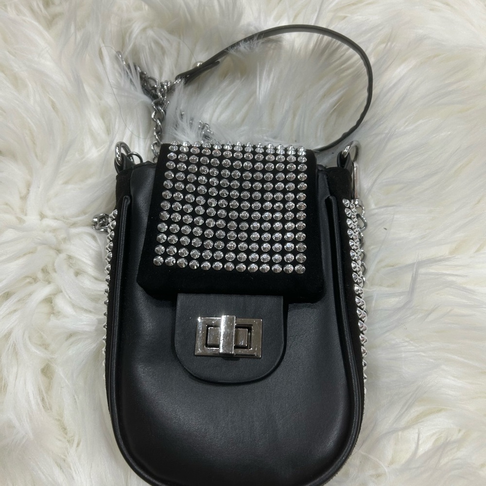 Leather rhinestone crossbody